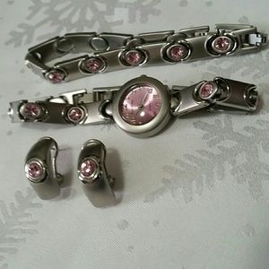 Elegant Watch Bracelet & Earring Set